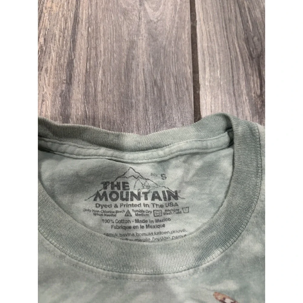 The Mountain Men's Peace Sign Butterfly Floral T-Shirt S Green Tie-Dye Cotton
